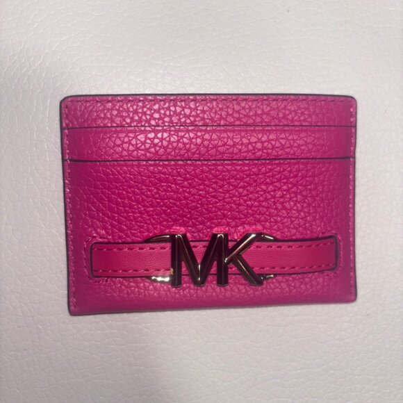 Reed Large Pebbled Leather Card Case in Electric Pink - Picture 7 of 7